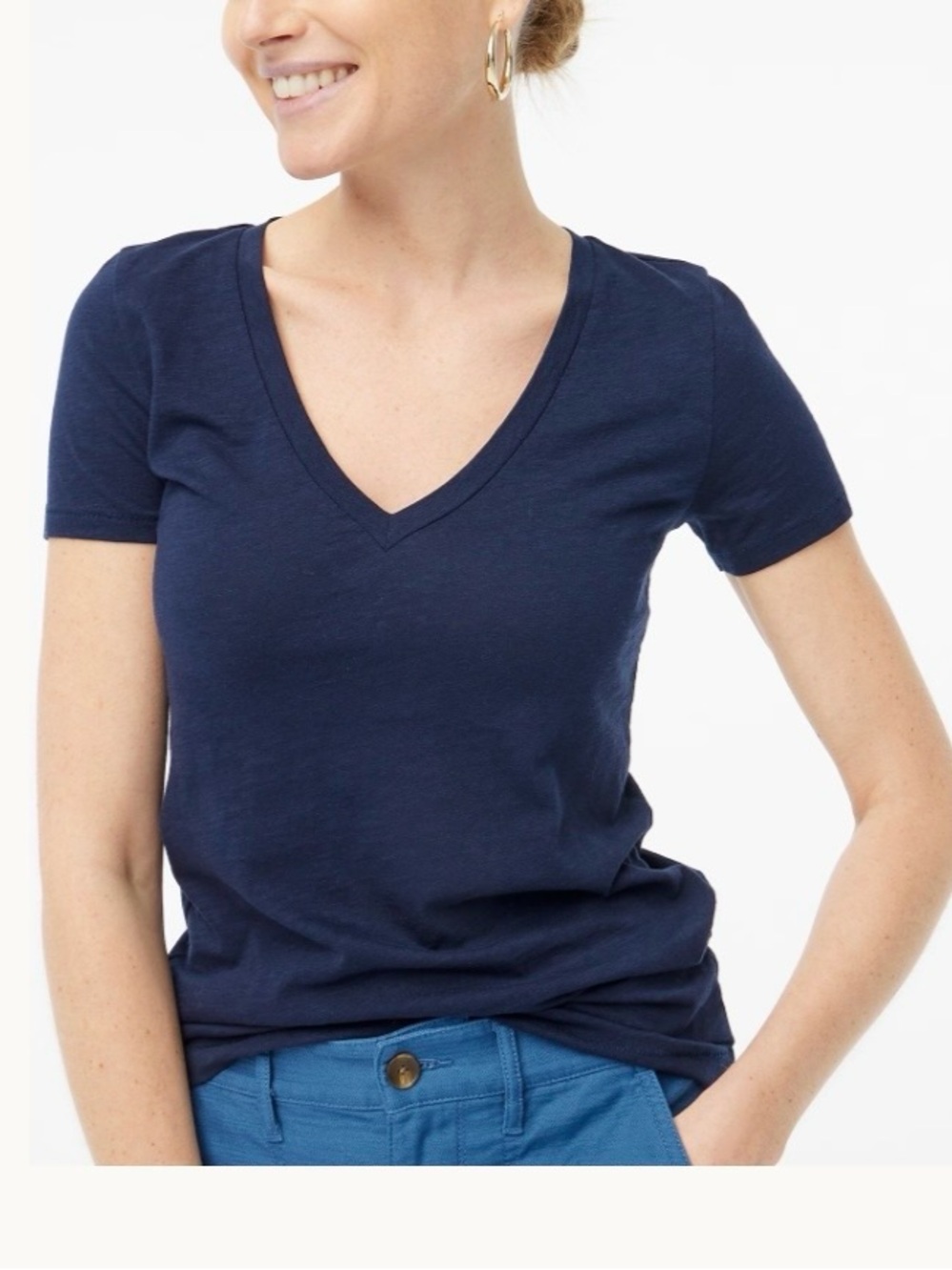 J. Crew Navy V-Neck Short Sleeve Tee